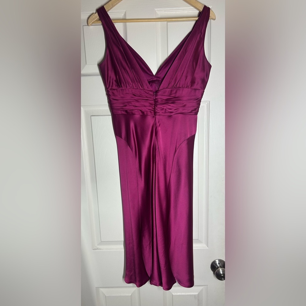 Carmen Marc Valvo VTG Bergdorf Goodman Magenta Satin Cocktail Slip Dress Sz 6 - Picture 3 of 10